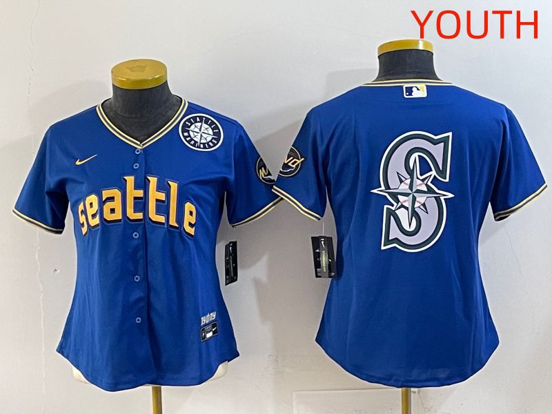 Youth 2025 Seattle Mariners Blank Blue City Edition Nike MLB Jersey style 7